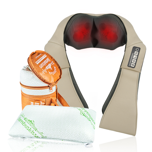Massagegerät für Nacken NM089 Schwarz + Bambuskissen