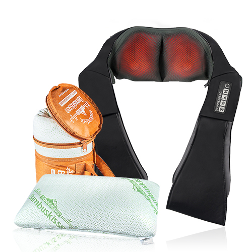 Shiatsu Massagegerät NM089 Beige + Bambuskissen